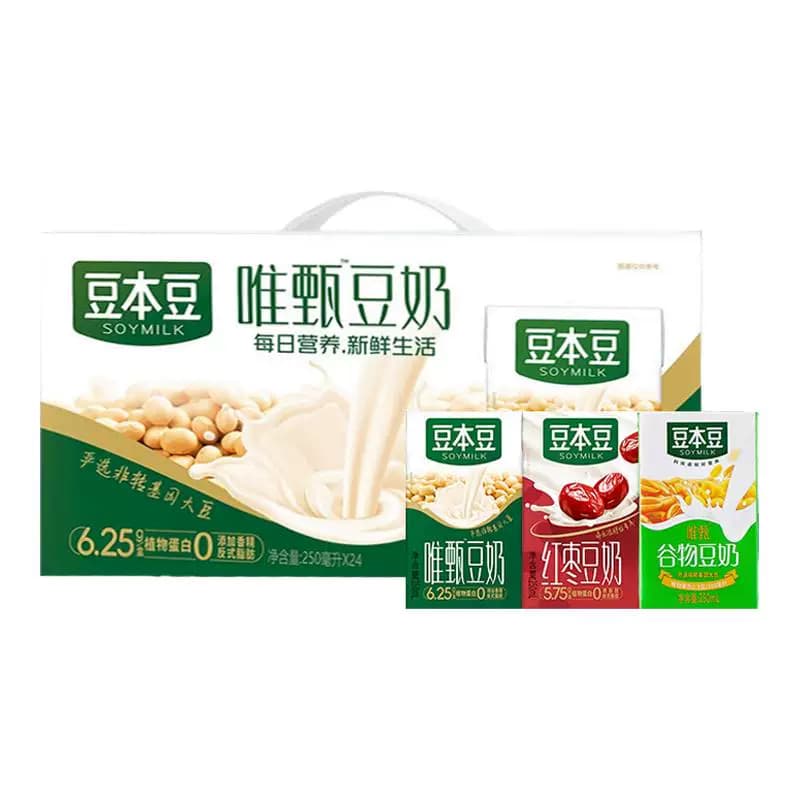 达利园豆本豆唯甄原味豆奶250ml*24盒营养早餐奶多口味植物蛋白饮