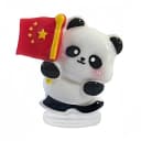 新款祝福熊猫摇头五星红旗汽车摆件车载中控台办公桌面减压装饰品 1