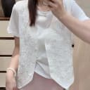 重工钉珠刺绣马甲套装女2026年夏新款坎肩外搭背心T恤两件套上衣 1