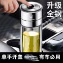 全钢盖一键开盖加厚大容量杯实心厚底高档双层车载高硼硅玻璃杯 3