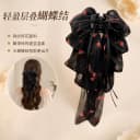 4色可选~新款碎花飘带抓夹马尾夹后脑勺盘发夹夏季蝴蝶结气质发卡 5