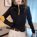 2026秋冬德绒保暖打底衫女连帽洋气半拉链拼色长袖女显瘦气质上衣 4