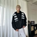 DHSS美式街头字母贴布刺绣麂皮连帽卫衣男女宽松高级感开衫外套 5