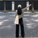 艾恩晟 黑灰色阔腿高腰黑灰色阔腿牛仔裤女宽松显瘦美式复古 3