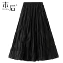 0838 百搭乱褶百褶a字半身裙春秋女中长款2026新款高腰显瘦a字裙 2