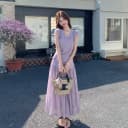 紫色温柔优雅风夏日穿搭女2026新款针织无袖上衣高腰半身裙两件套 3