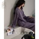 妮狄娅睡衣女春季纯棉纱布长袖开衫花卉法式田园风春秋家居服套装 2