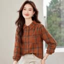 恒源祥格子衬衫女纯棉百搭宽松上衣衬衣2026春秋新款外穿打底小衫 3