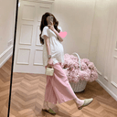 孕妇时尚套装2026夏装新款短袖宽松外穿纯色上衣阔腿裙裤女两件套 3