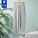 夏季莫代尔棉中老年男士薄款宽松直筒长裤深裆睡裤休闲裤空调裤子 5