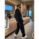 美式高街十字花设计休闲运动套装秋季新款时尚连帽卫衣卫裤两件套 4