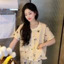 睡衣女2026夏季新款休闲显瘦可爱纯棉熊猫短袖外穿宽松家居服套装 2