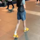 店主自留款推荐~复古蓝高腰五分牛仔短裤女夏季直筒阔腿中裤子 5