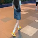 店主自留款推荐~复古蓝高腰五分牛仔短裤女夏季直筒阔腿中裤子 2