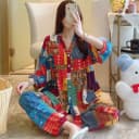 女士睡衣春夏季七分袖人棉女款大码宽松休闲甜美棉绸家居服两件套 4