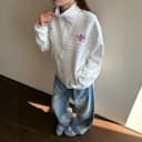 DHSS美式复古压褶绣标织带立领外套男女秋季宽松运动休闲开衫夹克 2