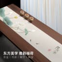 新中式桌旗长方形茶巾茶几桌布干泡茶台布艺棉麻防水荷花茶席杯垫 5