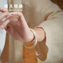 顺庆银楼S999纯银手镯女足银镯子金纹颂银手环新中式生日礼物 5