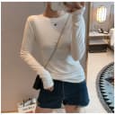 元熙8051 韩版秋季纯色圆领长袖T恤女黑色修身显瘦基础打底衫上衣 2
