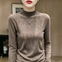 2026秋季德绒长袖T恤秋冬爆款遮肉大码宽松半高领打底上衣女ins 4