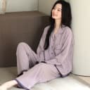 猫人秋冬睡衣女士棉感套装2026新款翻领长袖长裤两件套开衫家居服 5
