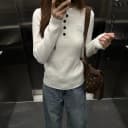 LK STORE LKOD秋冬新款毛衣亨利领刺绣字母针织衫辣妹美式长袖 4
