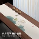 新中式桌旗长方形茶巾茶几桌布干泡茶台布艺棉麻防水荷花茶席杯垫 3