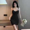 纯欲性感低胸吊带连衣裙女2025新款夜场辣妹蹦迪弹力包臀超短裙子 3