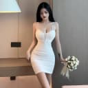 纯欲性感低胸吊带连衣裙女2025新款夜场辣妹蹦迪弹力包臀超短裙子 5