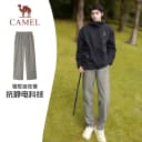 骆驼运动加绒裤男秋冬季针织长裤直筒休闲裤工装裤男士通勤裤子女 3