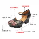 相伴真皮凉鞋夏季新款百搭羊皮高跟手绘古风复古民族风女鞋53212 3