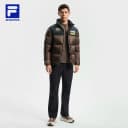 FILA 斐乐官方男士羽绒服2025冬季新款滑雪运动撞色立领保暖外套 4