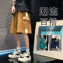 运动短裤男夏季潮牌复古发泡印花休闲中裤宽松vintage美式五分裤 5