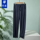 夏季莫代尔棉中老年男士薄款宽松直筒长裤深裆睡裤休闲裤空调裤子 3