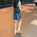 店主自留款推荐~复古蓝高腰五分牛仔短裤女夏季直筒阔腿中裤子 3