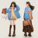 KEIKO 少年感织花蝴蝶结饰牛仔外套女早秋巨好看的宽松廓形夹克 3