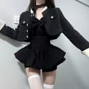 iqcq气球熊时尚辣妹套装夏季抹胸连衣裙女收腰一字肩黑色蓬蓬裙子 3