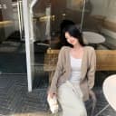 alex stevens慵懒风V领针织开衫羊毛衫女秋季宽松薄款中长款外套 3