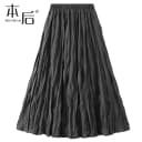 0838 百搭乱褶百褶a字半身裙春秋女中长款2026新款高腰显瘦a字裙 4