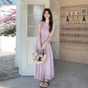 紫色温柔优雅风夏日穿搭女2026新款针织无袖上衣高腰半身裙两件套 4