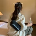 南风Chio2nd 牛皮ro～w风伦敦夜曲腋下包包女黑色质感法棍单肩包 3