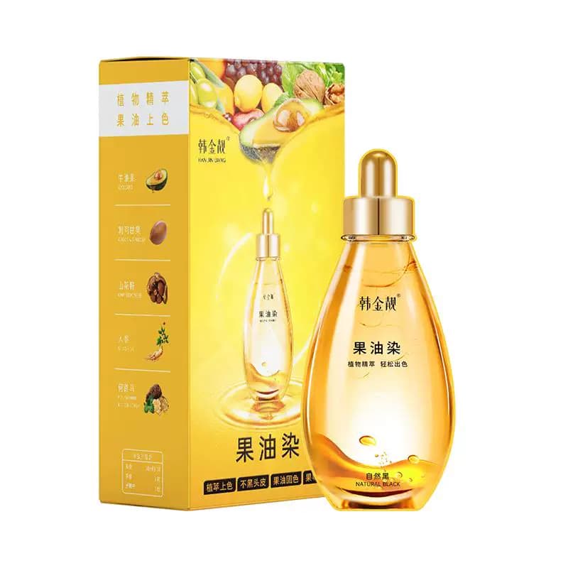 韩金靓正品染发剂黑茶色植物泡泡刺激无纯自己在家染发膏盖白女