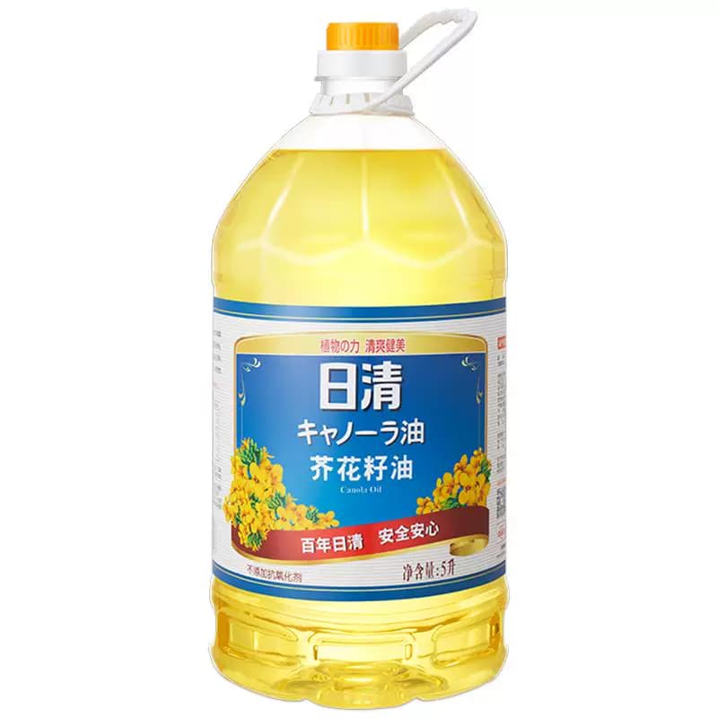 日清低芥酸菜籽油5升食用油家用非转基因芥花油少油烟炒菜耐煎炸