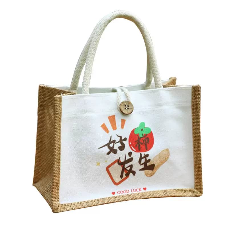 麻布手提袋定制logo时尚外出学生饭盒包便当袋子环保礼品袋帆布袋