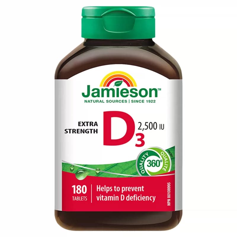 Jamieson健美生维生素D3成人VD维D3维他命2500IU片剂助力钙吸收