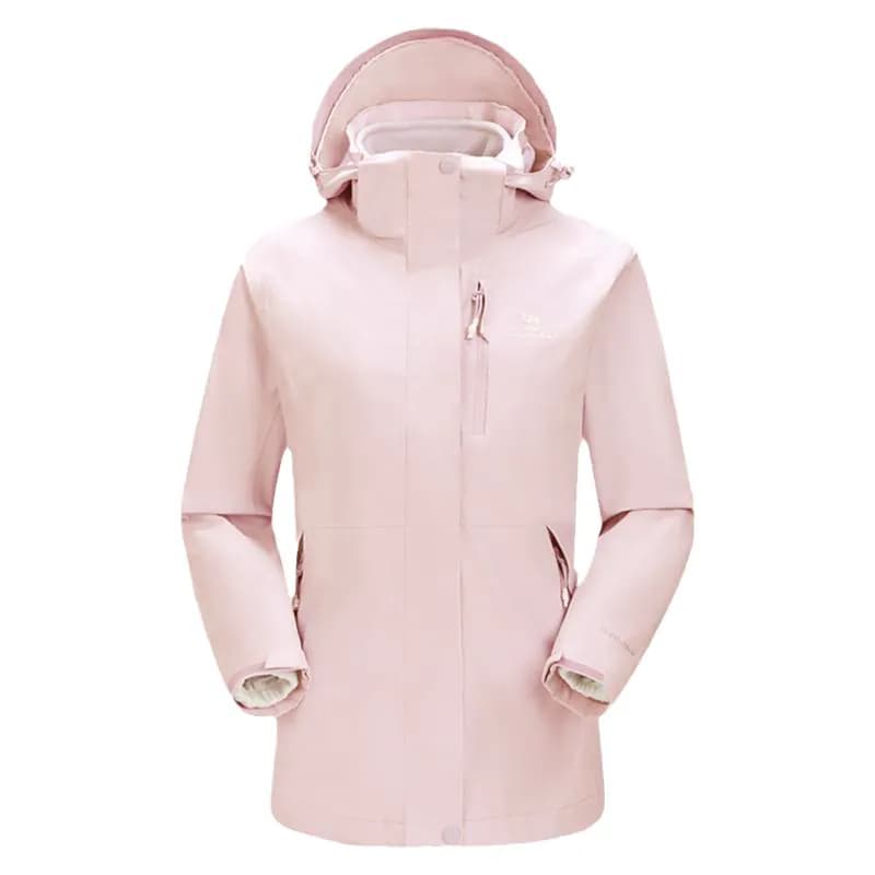 骆驼户外粉色冲锋衣女三合一羽绒服抓绒外套防风防水旅游登山服男