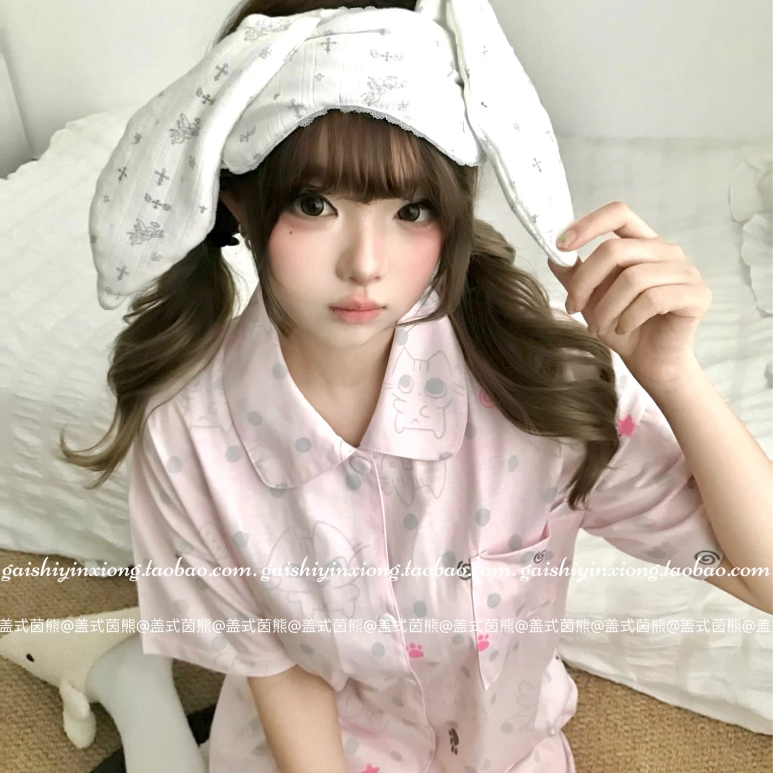 盖式茵熊【莓莓咪】原创波点软萌夏季短袖棉睡衣舒适外穿家居服女