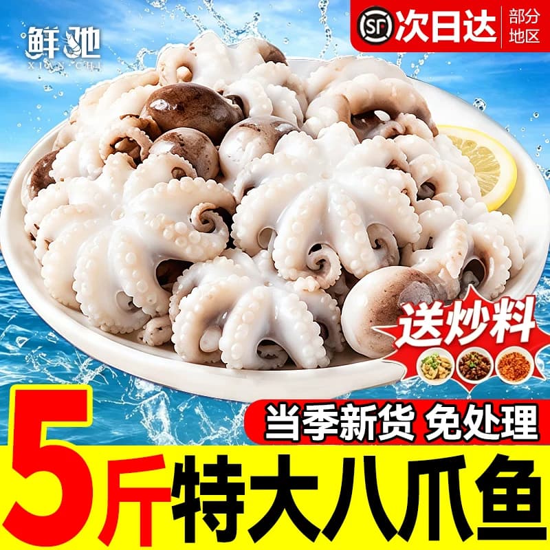 小八爪鱼鲜活迷你大章鱼日料半成品整只爆头冷冻海鲜水产芥末商用
