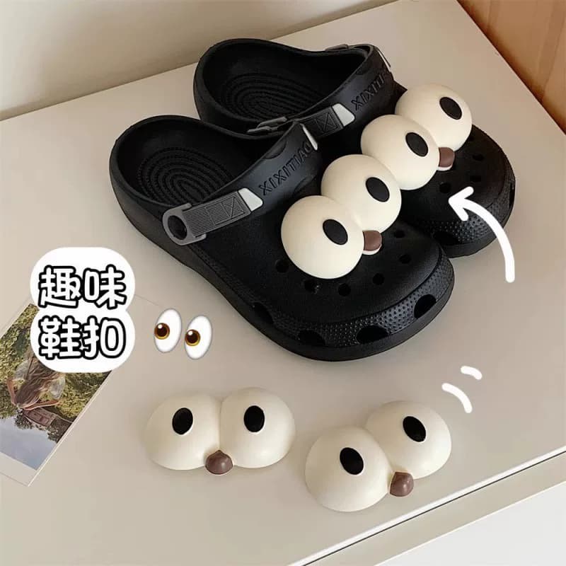 洞洞鞋可拆卸配饰扣可爱搞怪趣味大眼睛DIY装饰品鞋扣卡扣鞋花扣