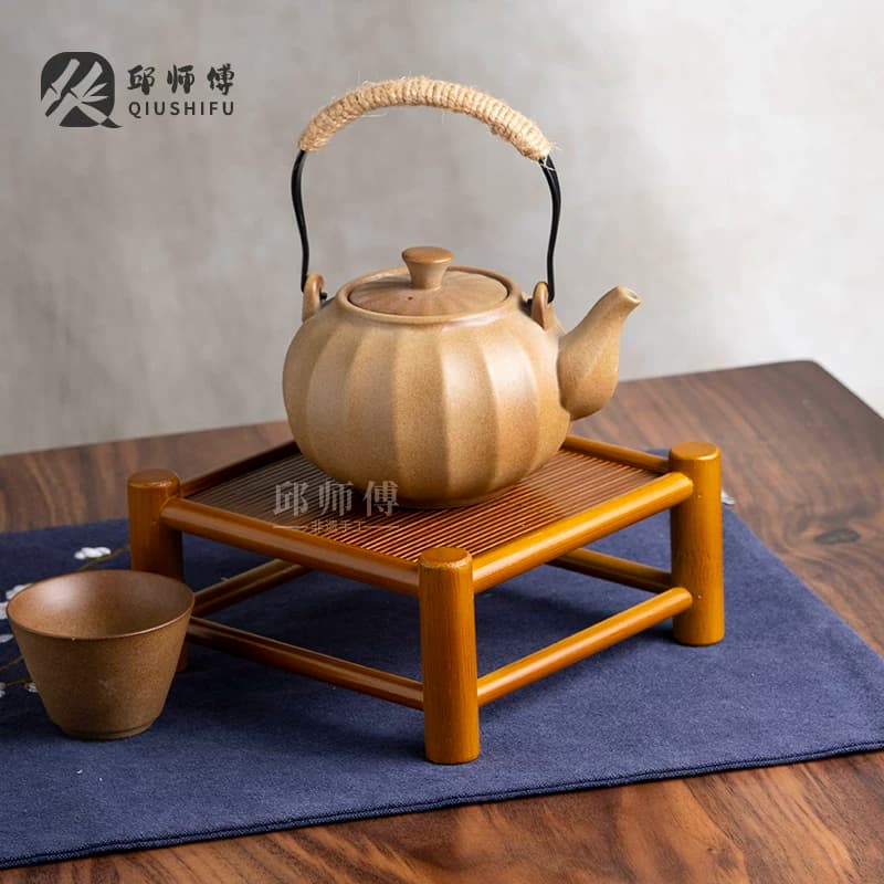 邱师傅竹木高山楠竹壶承杯架茶具收纳架茶杯架壶架手工家用中式